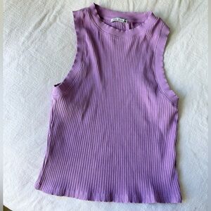 Zara Lavender Ribbed Tank Top